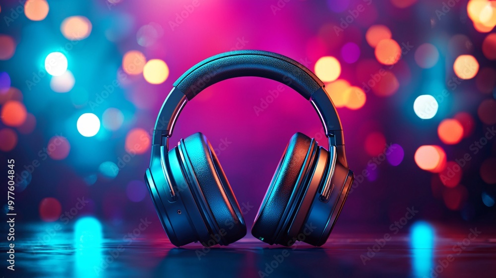 Headphones in Neon Lights. Headphones in Neon Lights.