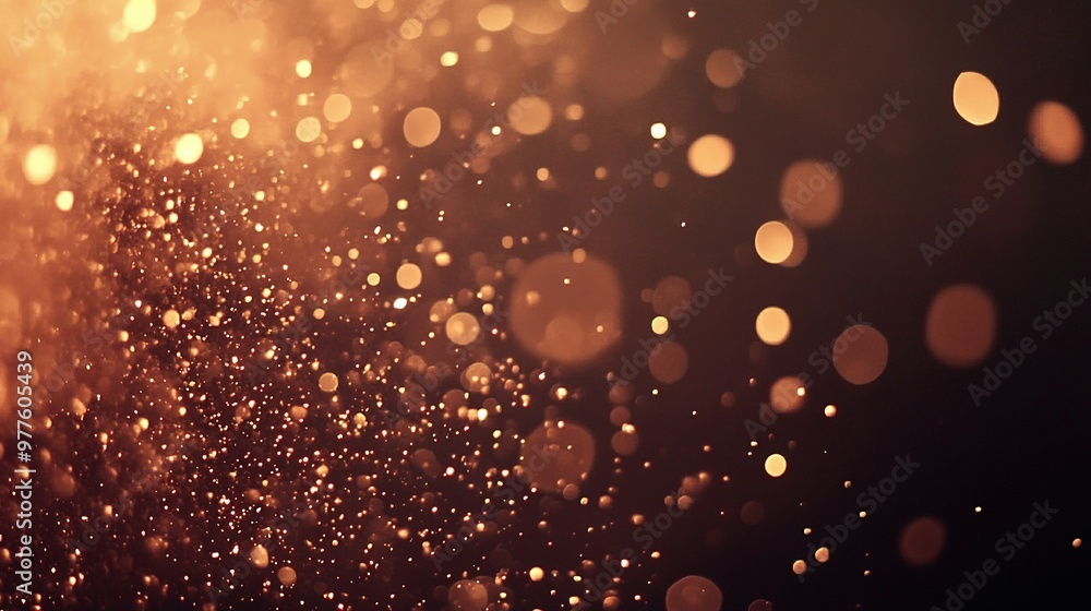 Golden particles shimmering in the air create a magical atmosphere during an indoor celebration at night Golden particles shimmering in the air create a magical atmosphere during an indoor celebration at night