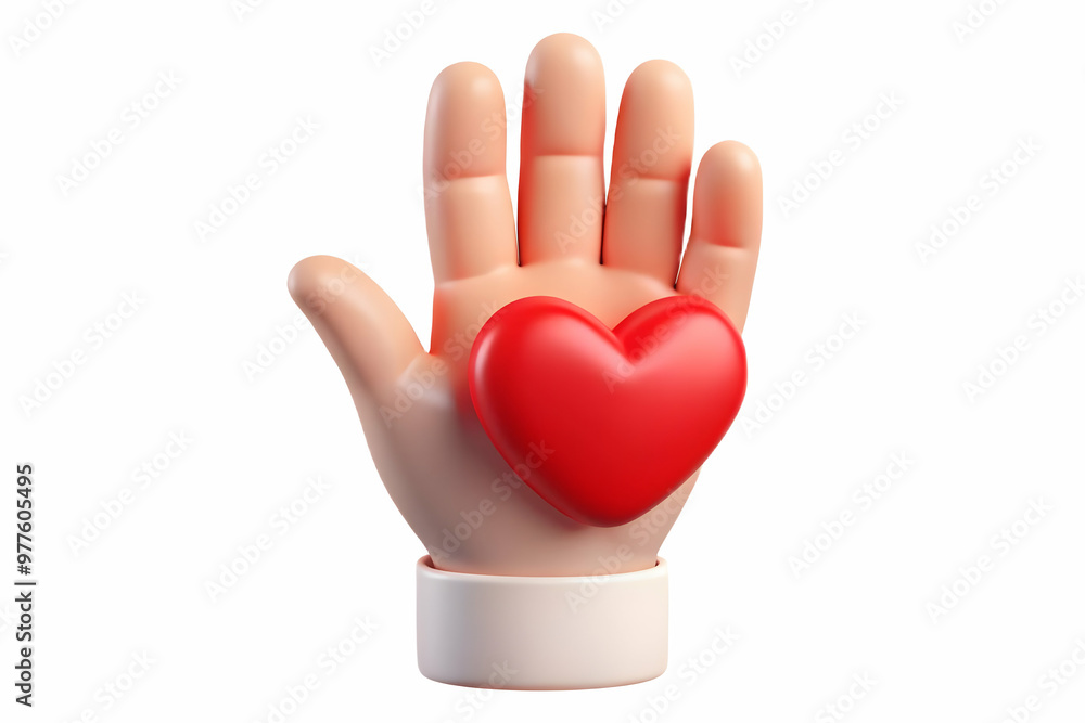 Isolated Vector of Raised Hand with Heart Inside Symbolizing Compassion and Support for Human Rights Day - Minimalist Design for Infographics Isolated Vector of Raised Hand with Heart Inside Symbolizing Compassion and Support for Human Rights Day - Minimalist Design for Infographics