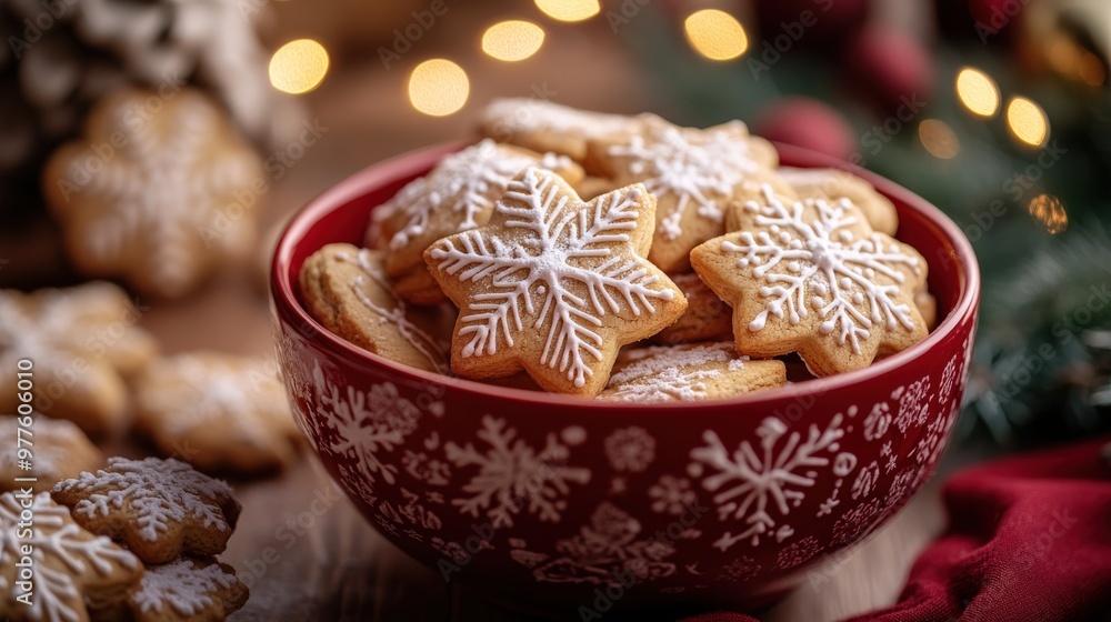 Holiday gingerbread cookies in a festive red and white jar Holiday gingerbread cookies in a festive red and white jar