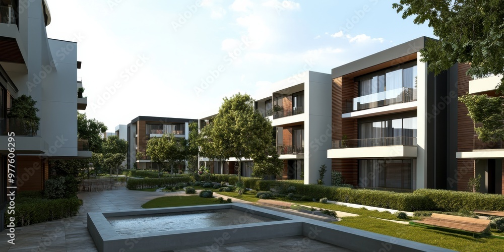 Fototapeta premium modern apartment building with balconies 