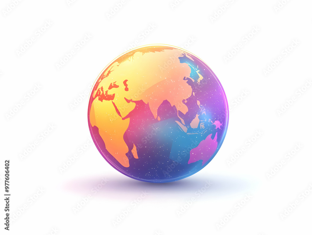Fototapeta premium Flat Holographic Globe Frame Design for World AIDS Day: A Clean Vector Illustration Promoting Global Awareness with Space for Impactful Messages