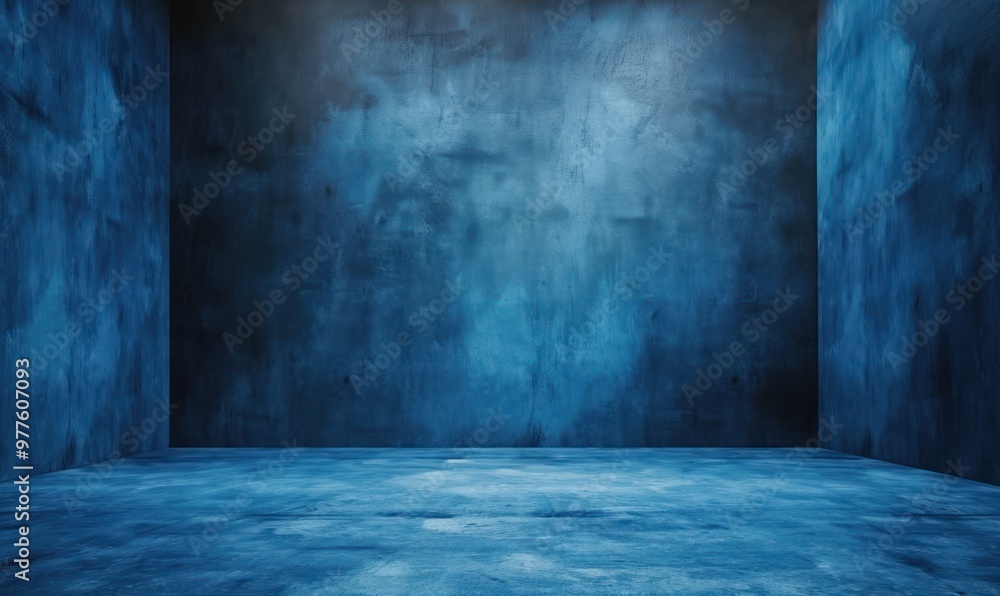 Empty blue concrete room with textured walls and floor. Industrial interior concept for design and backgrounds. Empty blue concrete room with textured walls and floor. Industrial interior concept for design and backgrounds.
