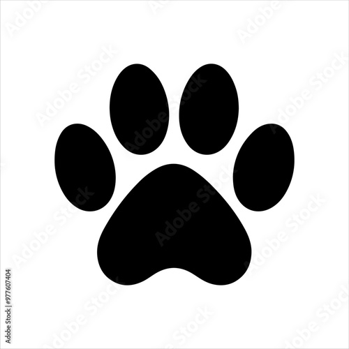 Single dog paw print vector silhouette illustration design on white background.