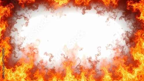 Fiery Flame Frame Background - Dynamic Burning Border for Intense Designs png  photo