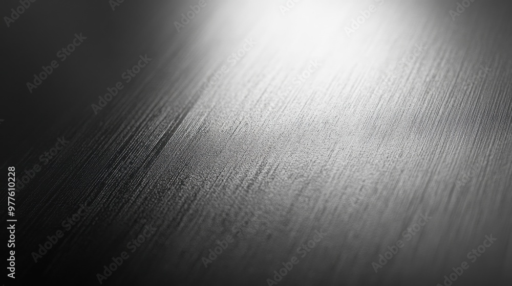 Brushed metal surface with finely textured lines and light reflections ...