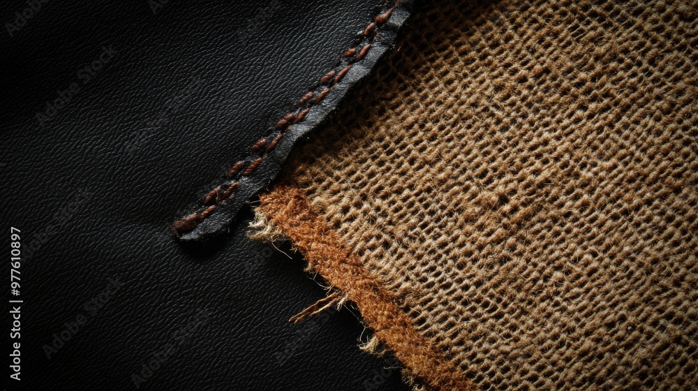 Black Leather and Brown Canvas Textured Background Black Leather and Brown Canvas Textured Background