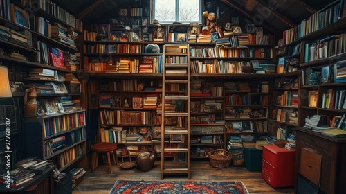 Cozy Library Filled With Books