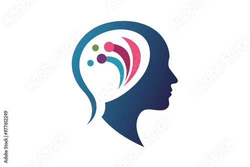 Neuro design with human head minimalist logo vector art illustration photo