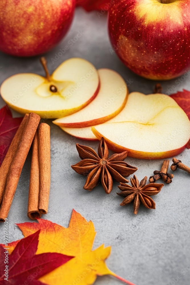 Sliced Apples Cinnamon Sticks Star Anise Autumn Sliced Apples Cinnamon Sticks Star Anise Autumn