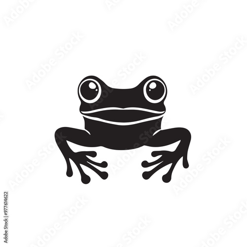 Frog in cartoon, doodle style . Image for t-shirt, web, mobile apps and ui. Isolated 2d vector illustration in logo, icon, sketch style, Eps 10, black and white. AI Generative