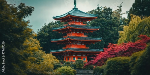 traditional Japanese pagoda  photo