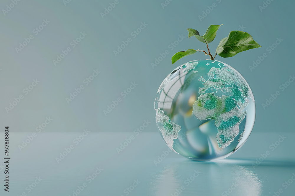 A clear globe with a blue background., A clear globe with a blue background.,