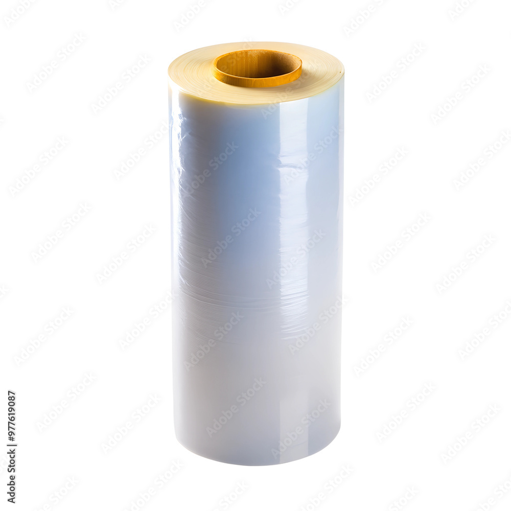 Thin Packaging Film Roll Isolated on White Background. Perfect for: Packaging expos, Industry events Thin Packaging Film Roll Isolated on White Background. Perfect for: Packaging expos, Industry events