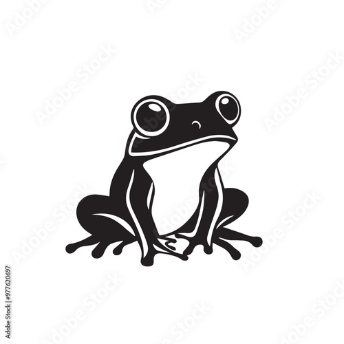 Frog in cartoon, doodle style . Image for t-shirt, web, mobile apps and ui. Isolated 2d vector illustration in logo, icon, sketch style, Eps 10, black and white. AI Generative