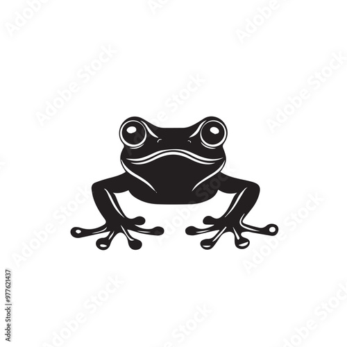 Frog in cartoon, doodle style . Image for t-shirt, web, mobile apps and ui. Isolated 2d vector illustration in logo, icon, sketch style, Eps 10, black and white. AI Generative