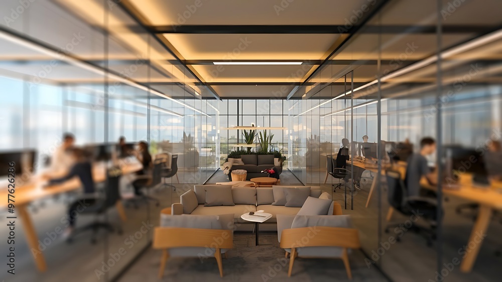Abstract blurred office interior room. blurry working space with defocused effect. use for background or backdrop in business concept Abstract blurred office interior room. blurry working space with defocused effect. use for background or backdrop in business concept