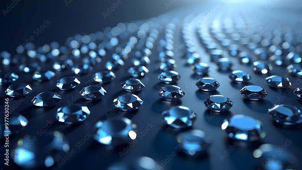 Fototapeta premium Diamond Pattern: Close-Up of Sparkling Crystals in a Row on a Dark Surface