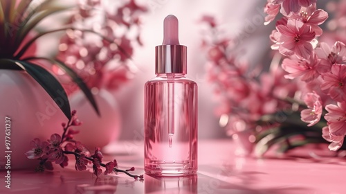 Fototapeta Naklejka Na Ścianę i Meble -  3D Collagen Skin Serum and Vitamin illustration isolated on soft color background. concept skin care cosmetics solution. 3d rendering. 