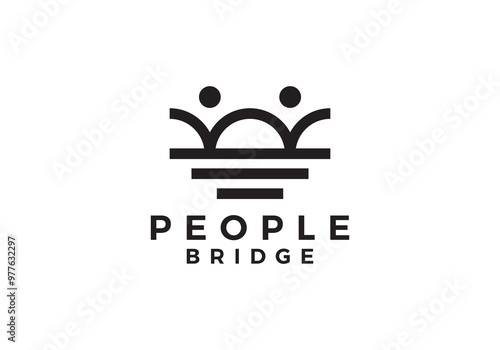 simple bridge with people logo design template