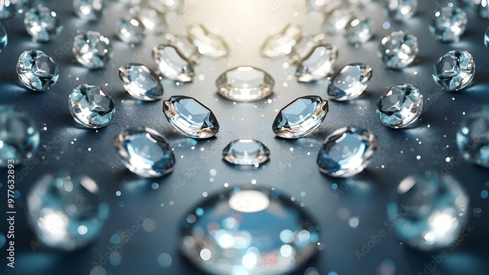 Diamonds on a Blue Background: Sparkling Crystals Diamonds on a Blue Background: Sparkling Crystals