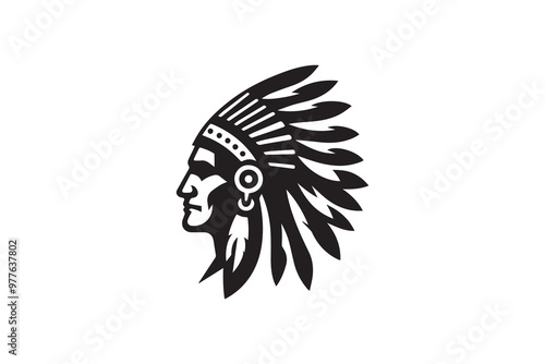  Indian chief head, African cheif clip art vector silhouette illustration isolated in white background