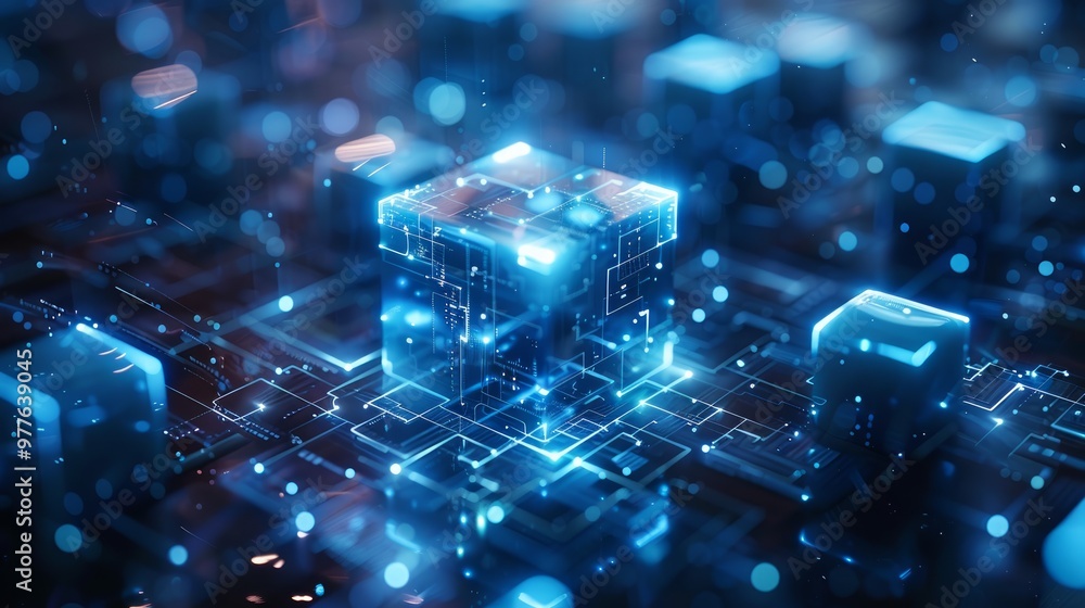 Abstract world blockchain technology cryptocurrency and fintech square cube crypto operations Connect block, data transmission, new technology system Abstract world blockchain technology cryptocurrency and fintech square cube crypto operations Connect block, data transmission, new technology system