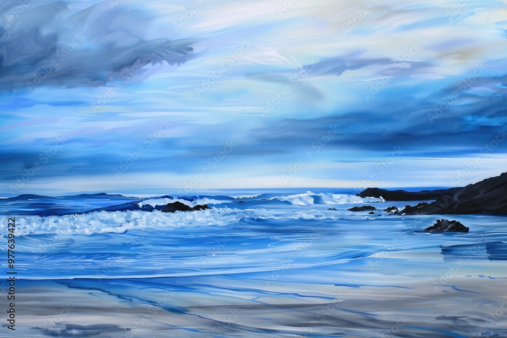 The ocean is calm and the rocks are white The ocean is calm and the rocks are white