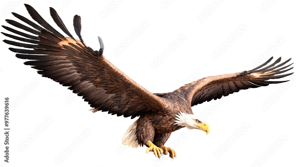 A fierce eagle flying, 3d render, transparent background A fierce eagle flying, 3d render, transparent background