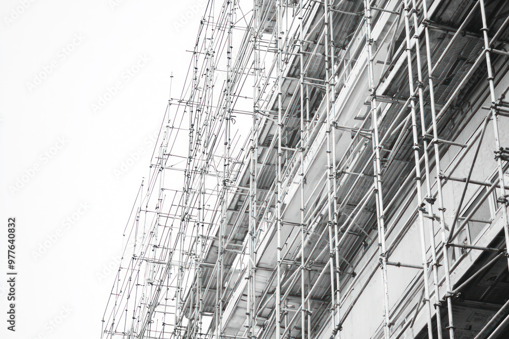 Scaffolding used as the temporary structure to support building structure during construction. Scaffolding used as the temporary structure to support building structure during construction.