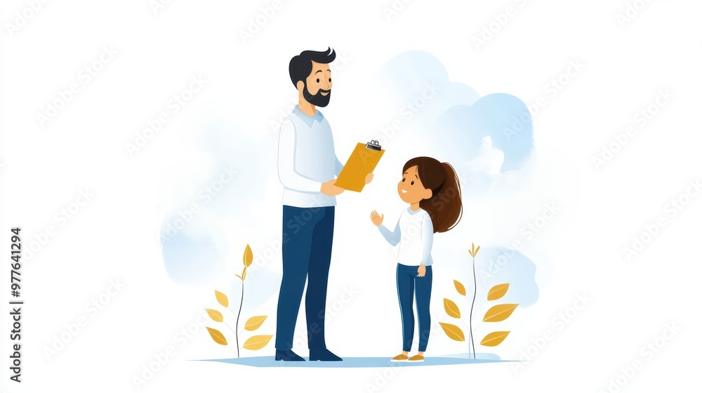 A joyful interaction between an adult and a child, emphasizing communication and connection in a serene environment. A joyful interaction between an adult and a child, emphasizing communication and connection in a serene environment.