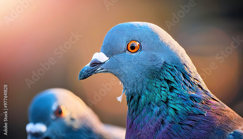 Close up of a blue pigeon