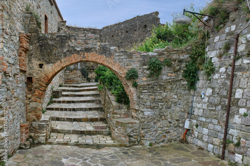 The medieval village of Tursi in Basilicata, whose alleys retain their original appearance, with stone houses, arches and narrow passages, typical of an ancient fortified medieval village