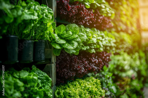 Vegetables are grown using fertigation system. Vegetables can be planted in a small space and arranged vertically. photo