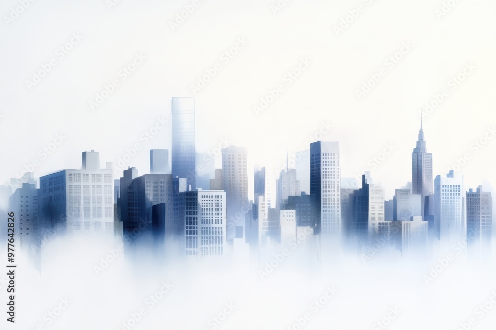 A misty skyline, showcasing silhouettes of tall buildings and a serene atmosphere, perfect for dreamy urban concepts. A misty skyline, showcasing silhouettes of tall buildings and a serene atmosphere, perfect for dreamy urban concepts.