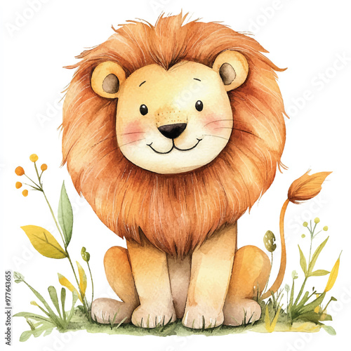 Lion watercolor clipart illustration isolated