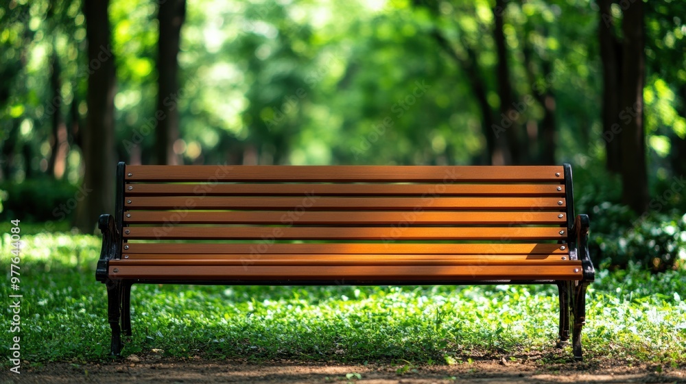 A peaceful wooden bench nestled in a lush green park, perfect for relaxation and enjoying nature's beauty. A peaceful wooden bench nestled in a lush green park, perfect for relaxation and enjoying nature's beauty.