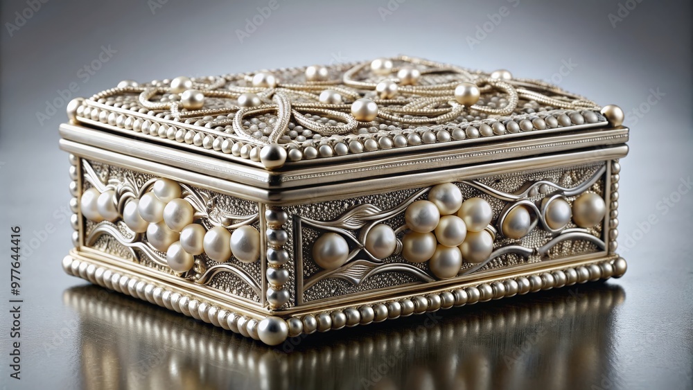A beautiful jewelry pearl jewelry box with elegant design and intricate details A beautiful jewelry pearl jewelry box with elegant design and intricate details
