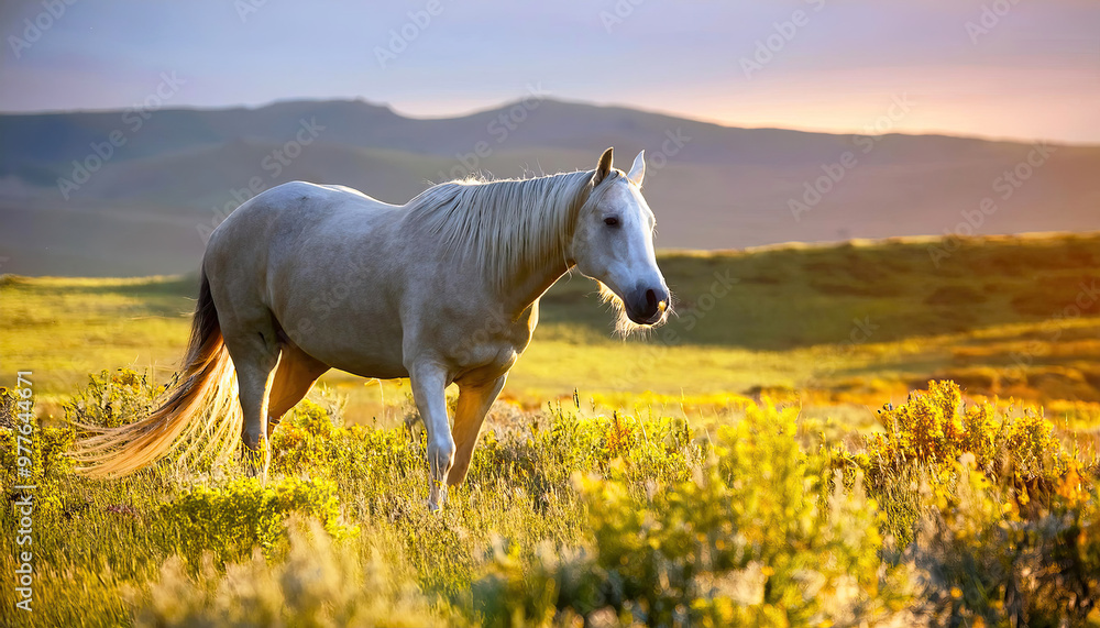 White horse in the field White horse in the field