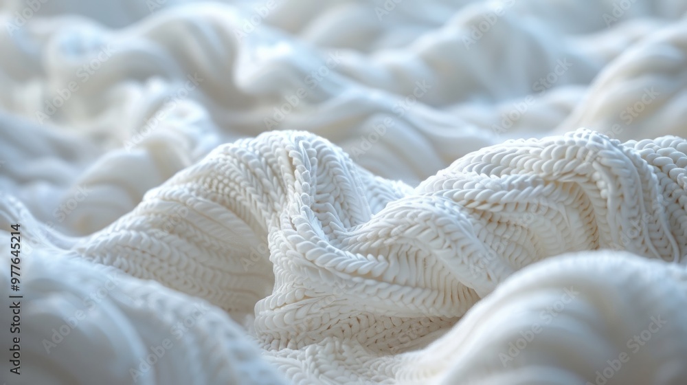 A digital art rendering of an endless pile of white knitted fabric, creating the appearance of snow on top A digital art rendering of an endless pile of white knitted fabric, creating the appearance of snow on top