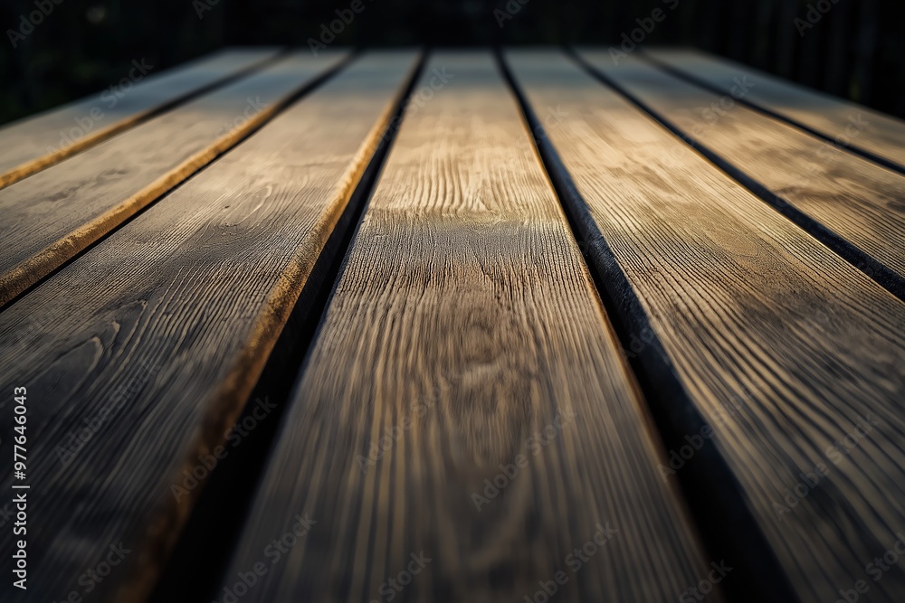 A scenic photo capturing a wooden table's surface with sunlight casting warm, golden highlights across its planks. A scenic photo capturing a wooden table's surface with sunlight casting warm, golden highlights across its planks.