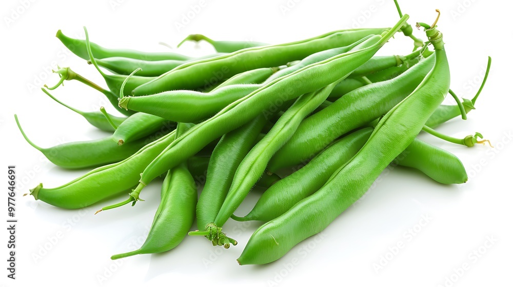 A pile of green beans isolated on white background A pile of green beans isolated on white background