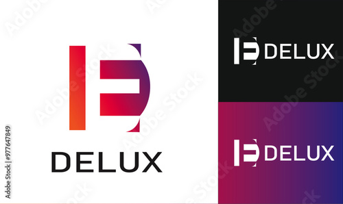 Letter d plus e logo, Delux logo.