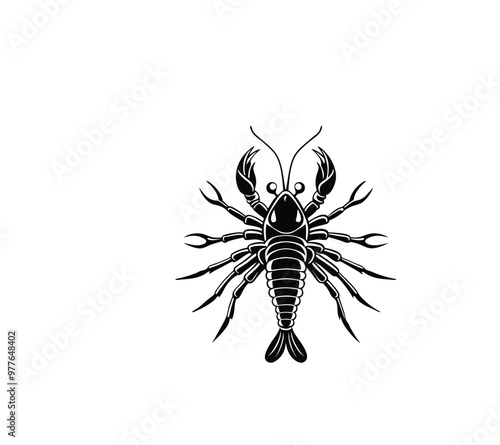Shrimp silhouette illustration vector