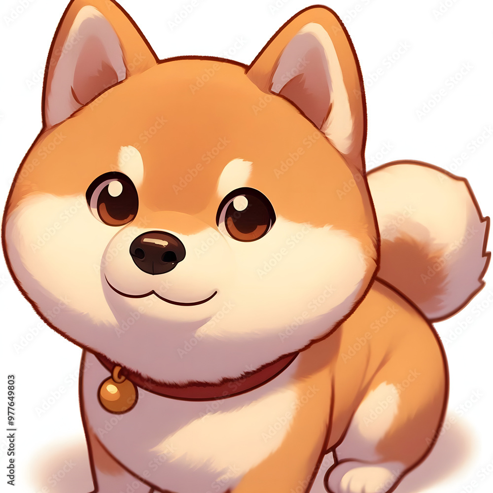 흰 배경, 시바이누, 애니메이션 아트 (White background, Shiba Inu, animation art) 흰 배경, 시바이누, 애니메이션 아트 (White background, Shiba Inu, animation art)