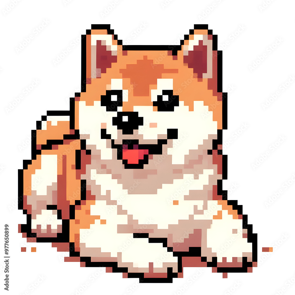 흰 배경, 시바이누, 픽셀아트 (White background, Shiba Inu, Pixel Art)
