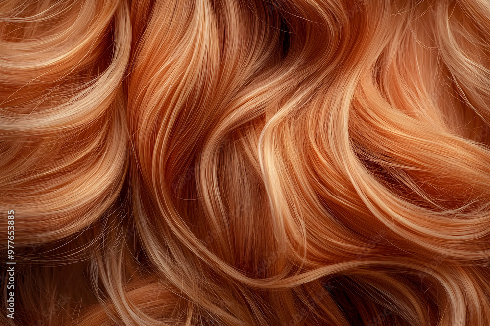 Vibrant, strawberry blonde hair cascading in loose curls, with a soft background offering ample copyspace, capturing the vivid color and volume of the hair, Vibrant, strawberry blonde hair cascading in loose curls, with a soft background offering ample copyspace, capturing the vivid color and volume of the hair,