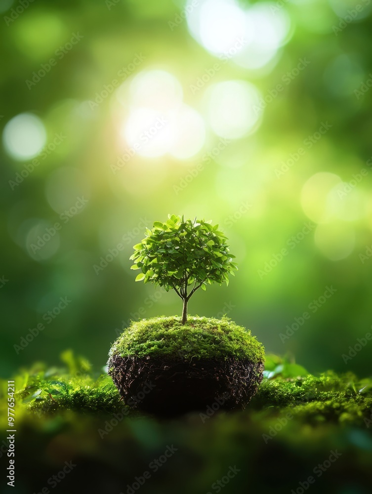 A small tree grows on a mossy surface, symbolizing nature's resilience and the beauty of new beginnings in a lush environment. A small tree grows on a mossy surface, symbolizing nature's resilience and the beauty of new beginnings in a lush environment.