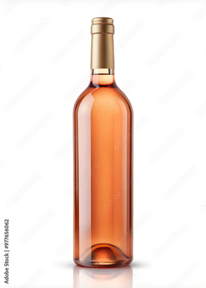 Wine Bottle, salmon color, on white background Wine Bottle, salmon color, on white background