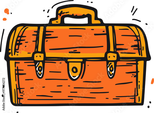 Stylized Orange Toolbox with Handle Illustration